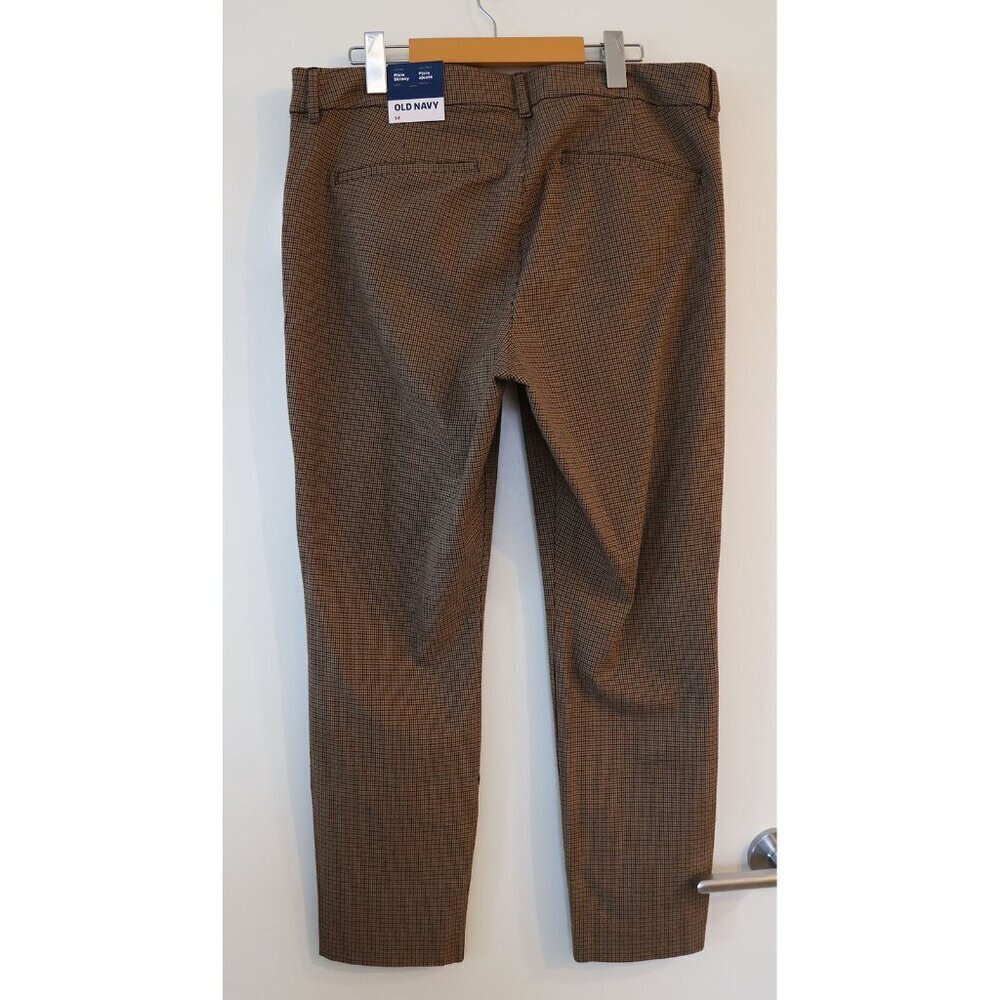 Old Navy Skinny Pixie Ankle Pants 14 Brown Plaid - Picture 2 of 5